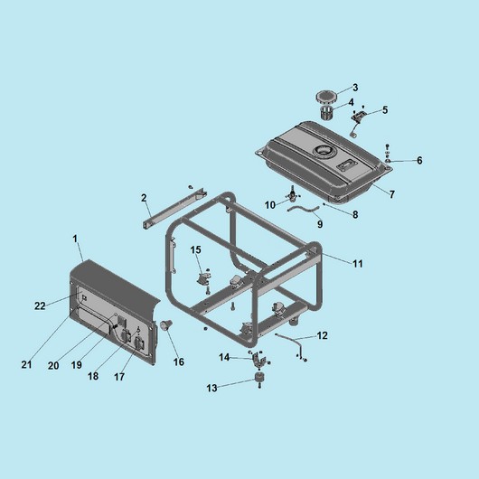 Топливный бак, рама и панель управления Champion GG3301 до 2019г.